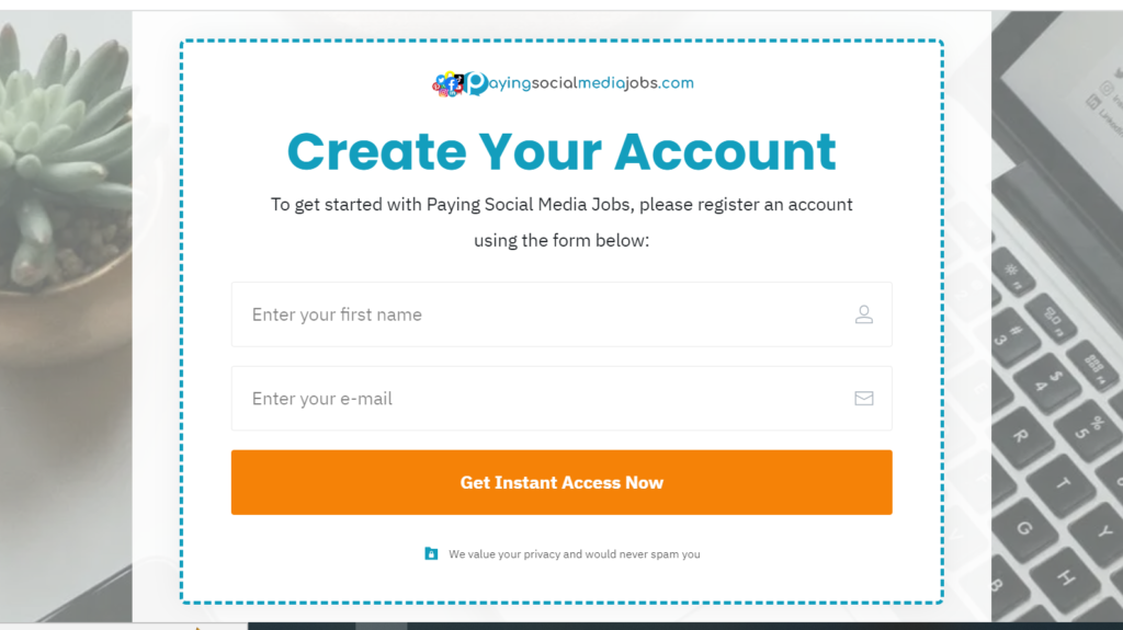 Payingsocalmediajobs.com review: How to create an account